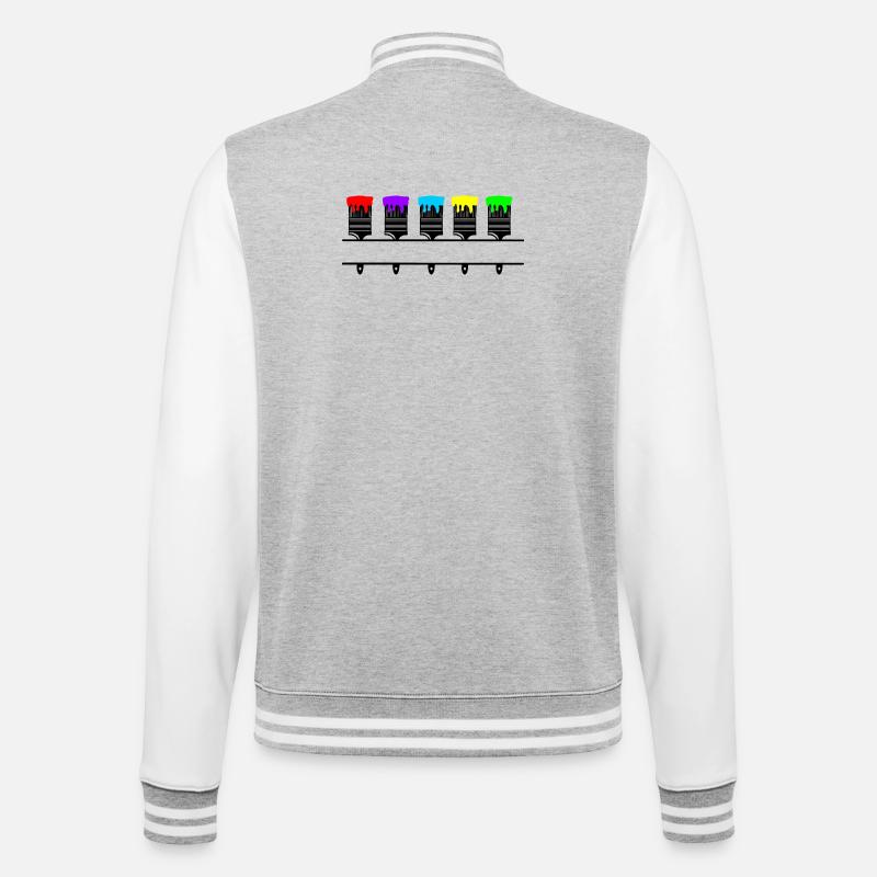 Farbpinsel mit leerer Aussparung - College-Sweatjacke - Grau meliert/Weiß