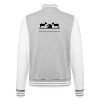 Ziegenkäse-Monogramm. - College-Sweatjacke - Grau meliert/Weiß - Hinten - Marisol (170cm)