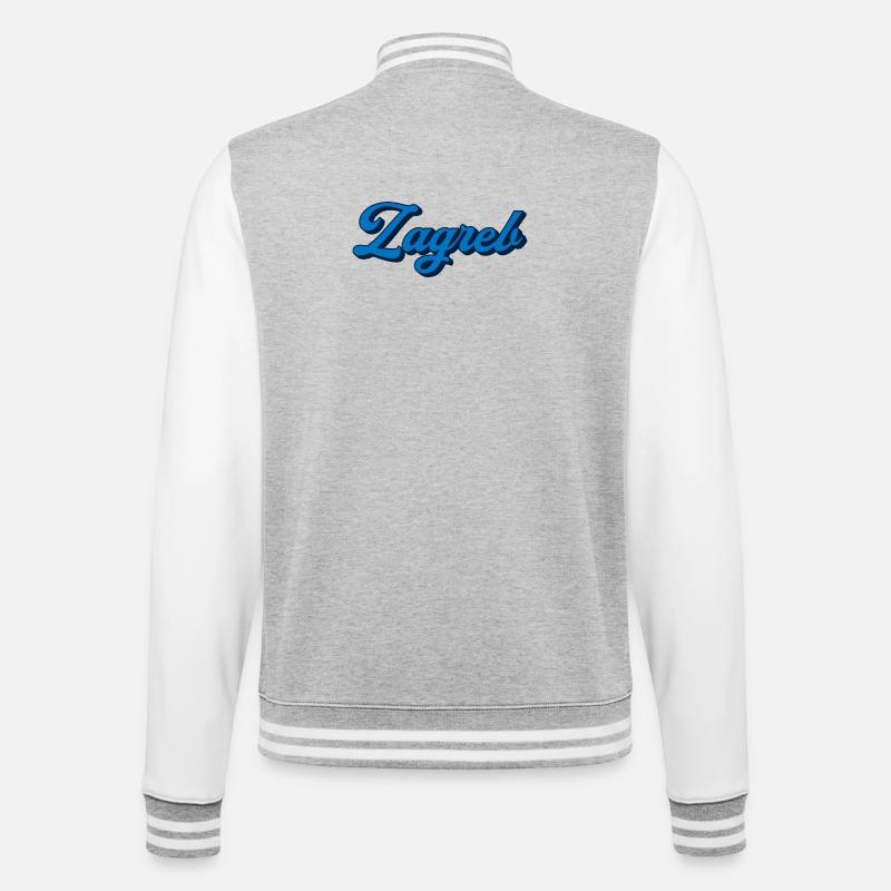 Zagreb Script Logo Style - College Sweat Jacket - heather grey/white