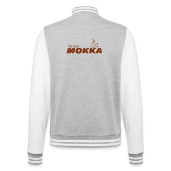 ICH LIEBE MOKKA - College-Sweatjacke - Grau meliert/Weiß - Hinten - Marisol (170cm)