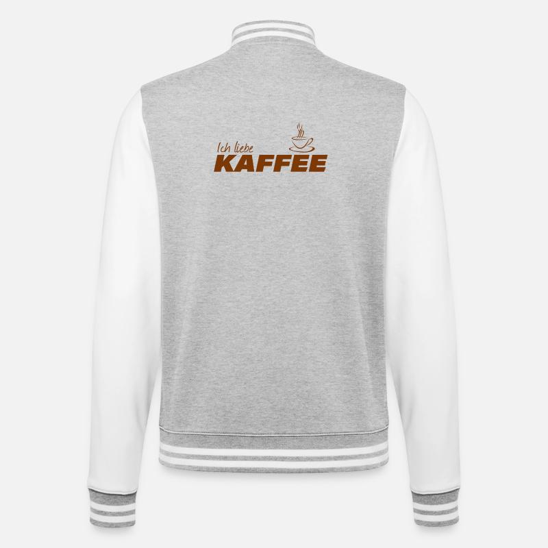 ICH LIEBE KAFFEE - College-Sweatjacke - Grau meliert/Weiß