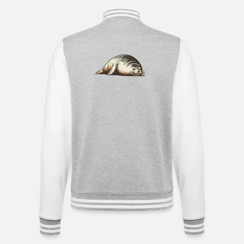 Phoque - Veste Teddy - gris chiné / blanc