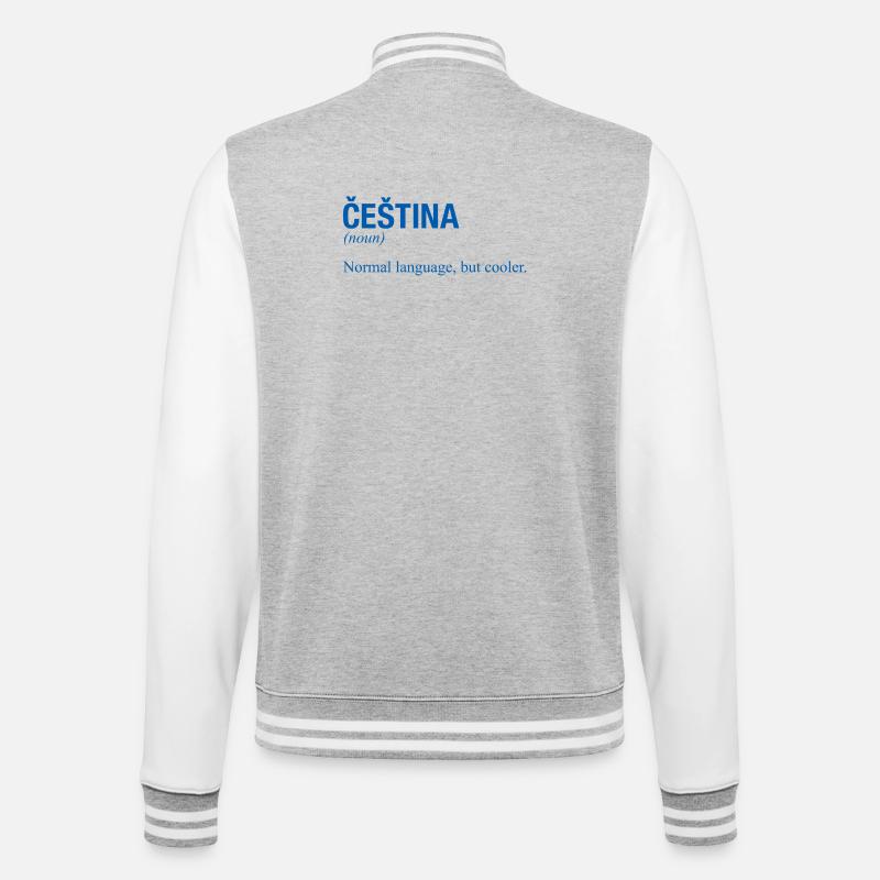 CESTINA Tschechisch Tschechien - College-Sweatjacke - Grau meliert/Weiß