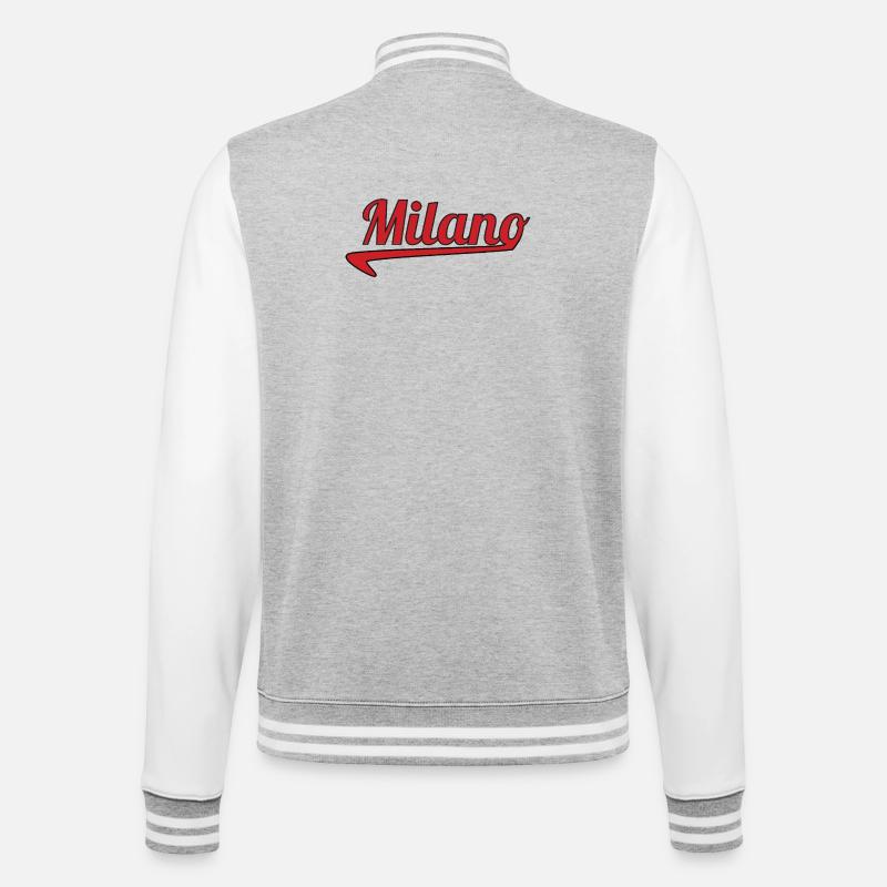 Milano Script Emblem Swoosh - College Sweat Jacket - heather grey/white