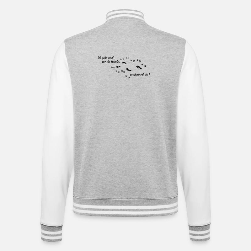 mit die Hunde - College-Sweatjacke - Grau meliert/Weiß