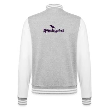 Rabenmutter - Mutter - Mama - Mami - Rabe - College-Sweatjacke - Grau meliert/Weiß - Hinten - Marisol (170cm)