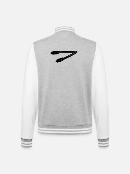 BBQ Grill Tongs Silhouette - College-Sweatjacke - Grau meliert/Weiß