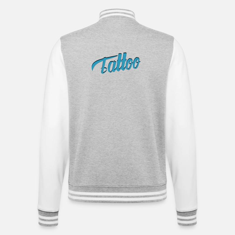 Tattoo Script in Teal - College Sweat Jacket - heather grey/white