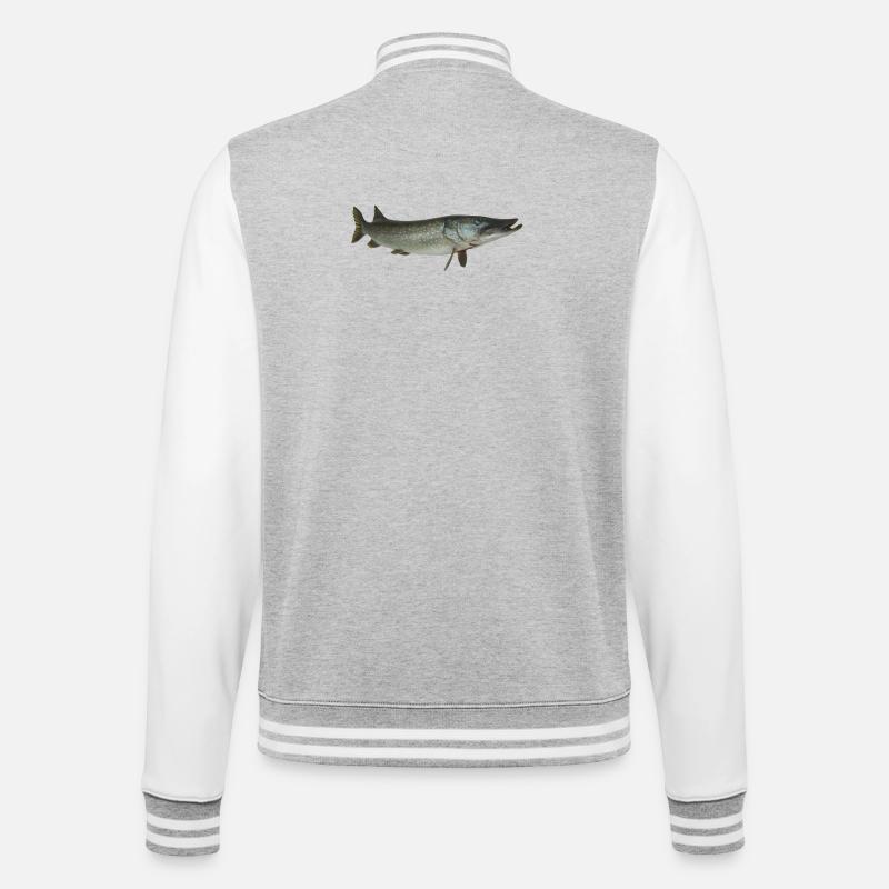 Hecht - College-Sweatjacke - Grau meliert/Weiß
