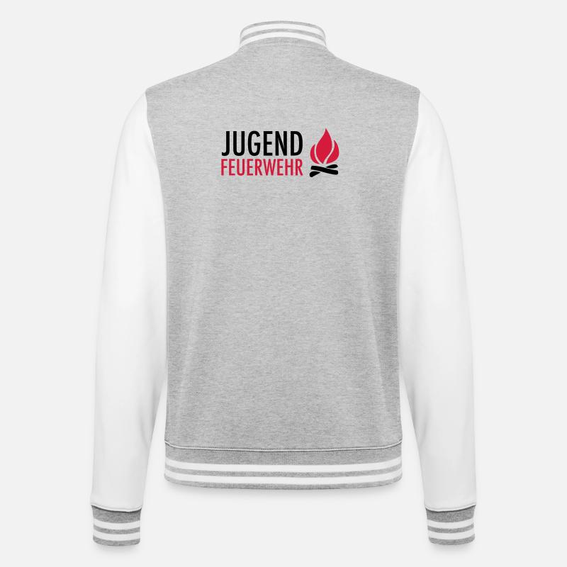 Young firefighters with flame - College Sweat Jacket - heather grey/white