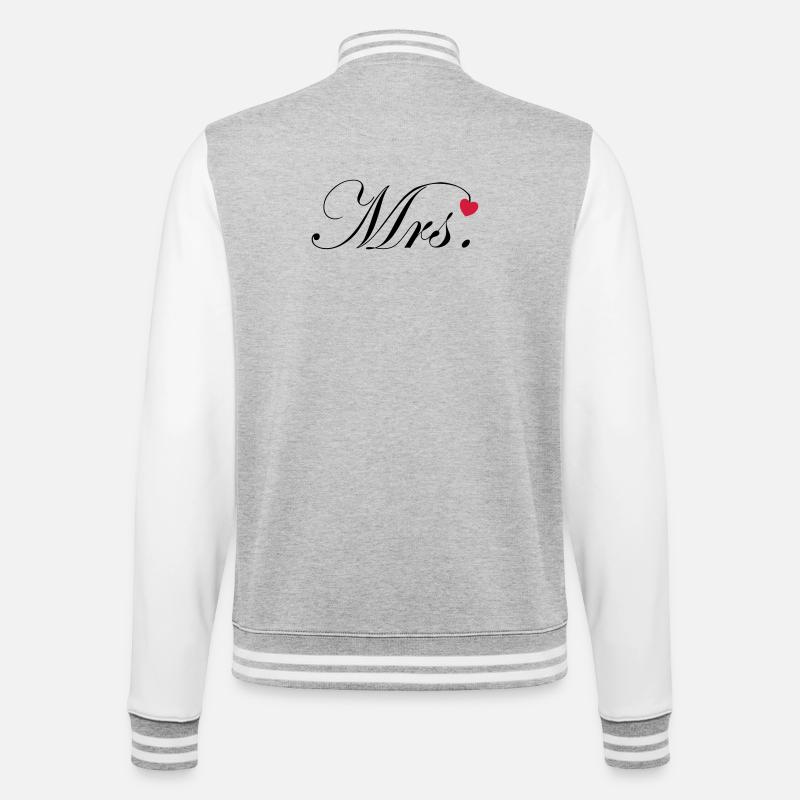 Mr and Mrs Hochzeit Herz Design Paar Geschenk - College-Sweatjacke - Grau meliert/Weiß