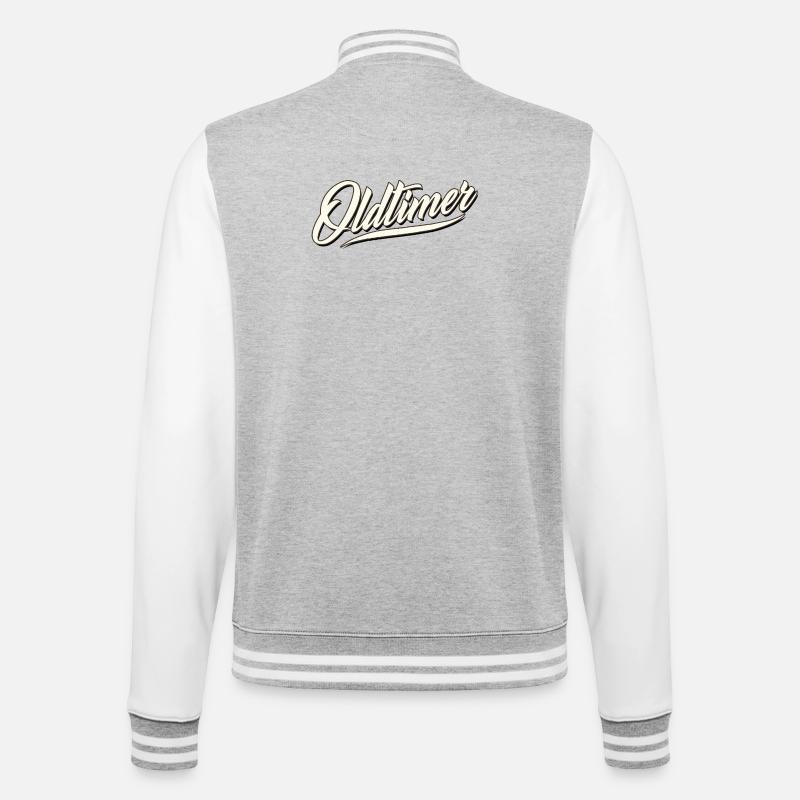 oldtimer birthday rust 60 50 shirt slogan tuner - College Sweat Jacket - heather grey/white