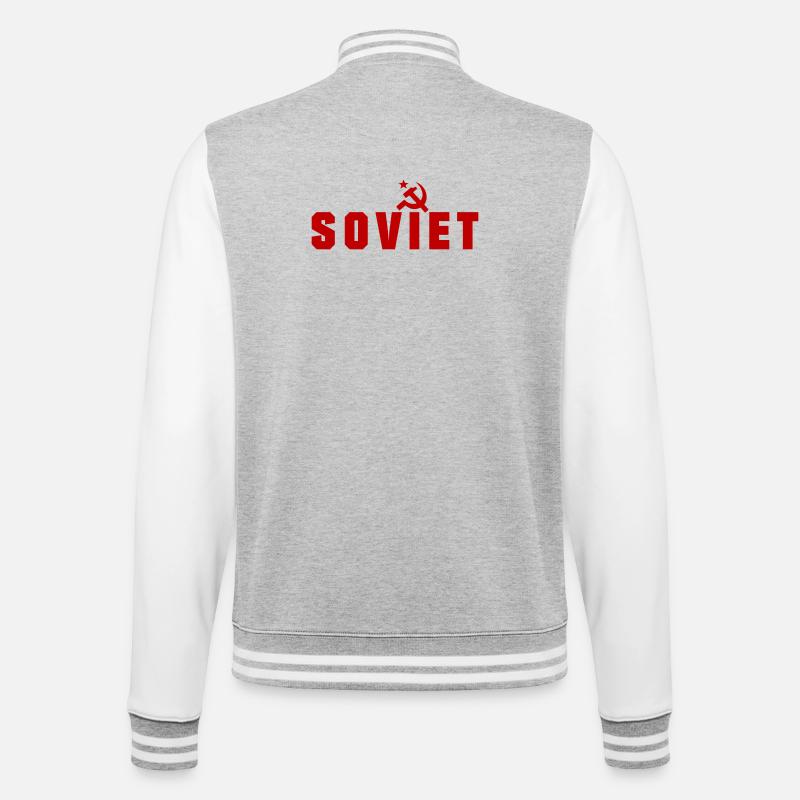 Soviétique - Russie - Veste Teddy - gris chiné / blanc