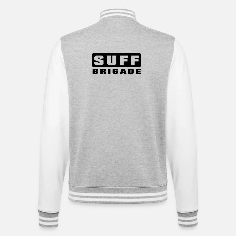 Suff Brigade - College-Sweatjacke - Grau meliert/Weiß