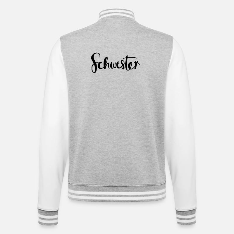 Schwester - College-Sweatjacke - Grau meliert/Weiß