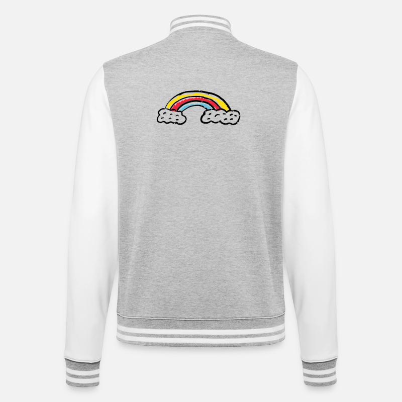 Coups d’arc de pinceau arc-en-ciel - Veste Teddy - gris chiné / blanc