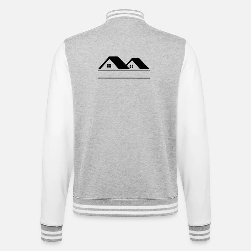 Häuser-Textbanner - College-Sweatjacke - Grau meliert/Weiß