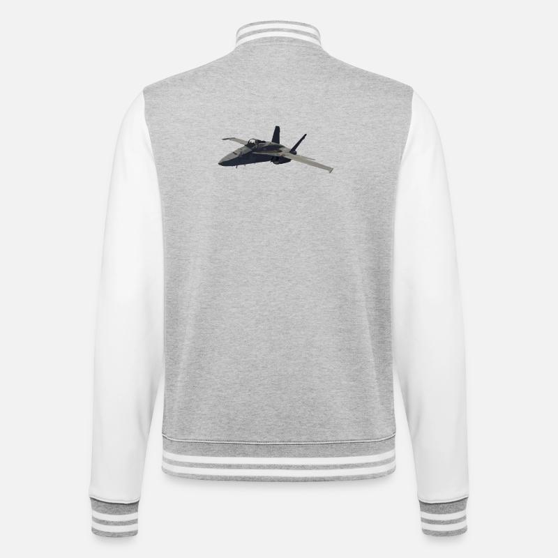 F-18 - College-Sweatjacke - Grau meliert/Weiß
