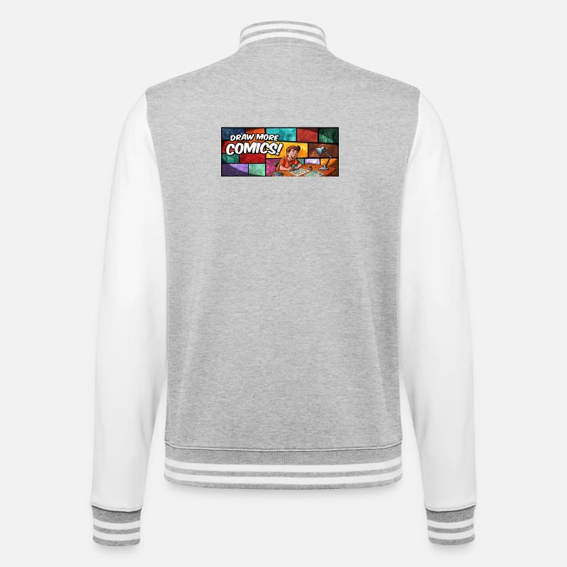 Draw More Comics! - College-Sweatjacke - Grau meliert/Weiß