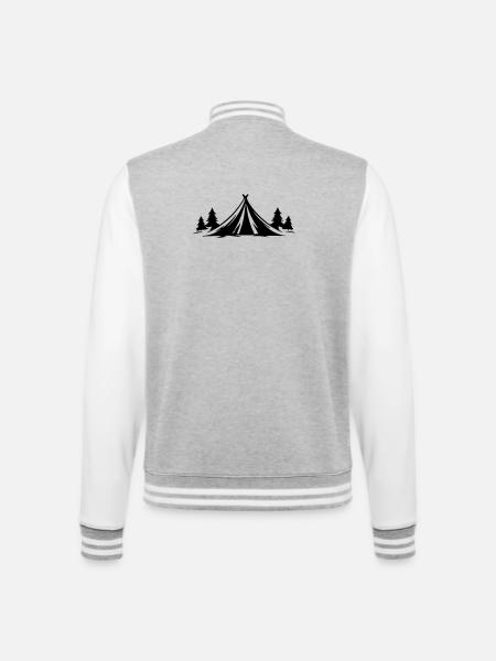 Camping Tent Nature Icon - College Sweat Jacket - heather grey/white