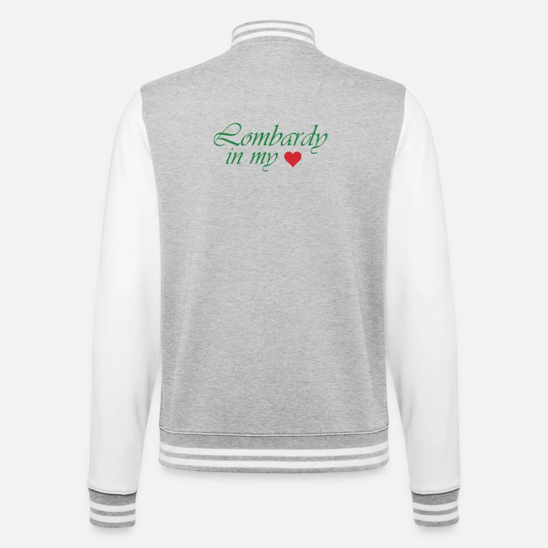 Lombardy Heart Script Design - College Sweat Jacket - heather grey/white