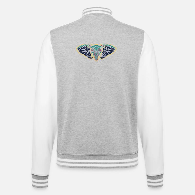 Psychedelischer Elefantenkopf - College-Sweatjacke - Grau meliert/Weiß