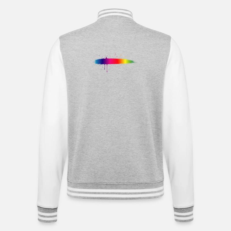 Rainbow Brush Stroke Gradient Splash - College Sweat Jacket - heather grey/white