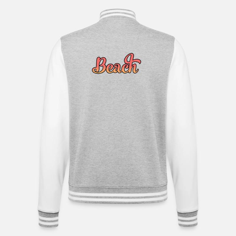 Beach - College-Sweatjacke - Grau meliert/Weiß