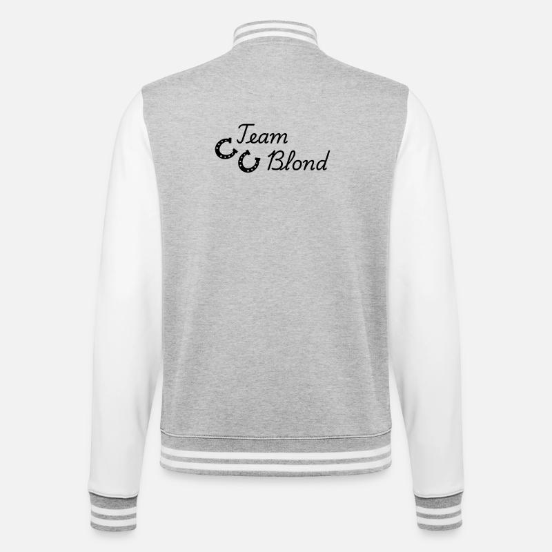Team Blonde - College-Sweatjacke - Grau meliert/Weiß