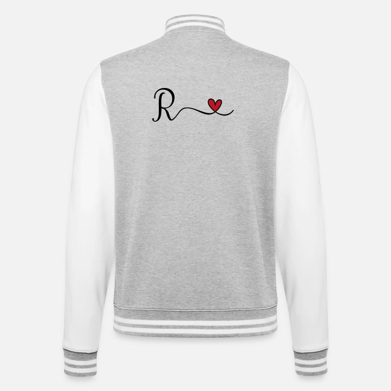 Letter R Monogram - College Sweat Jacket - heather grey/white