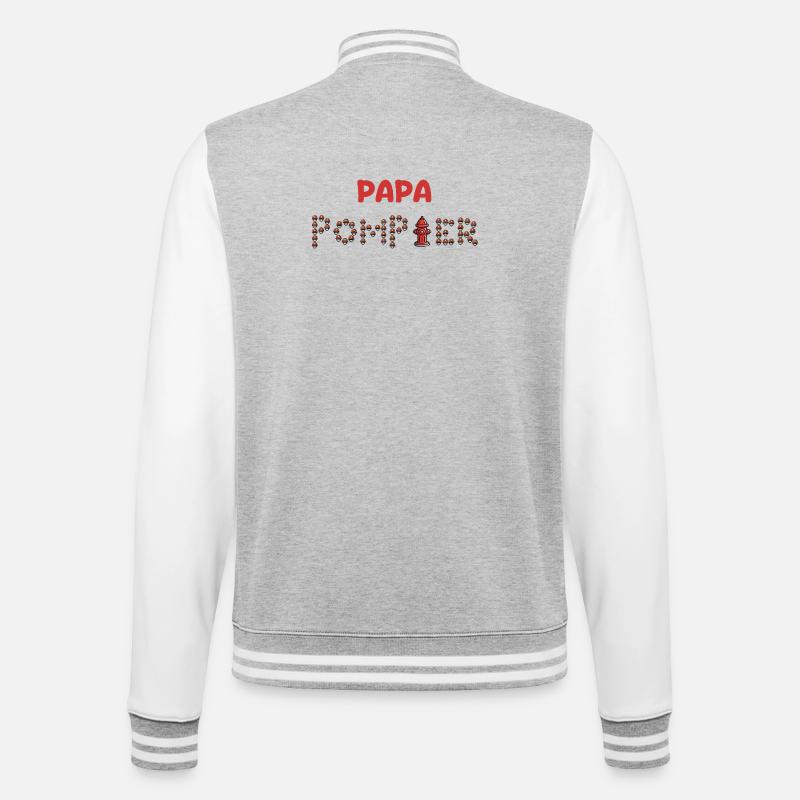 Papa_pompier - Veste Teddy - gris chiné / blanc
