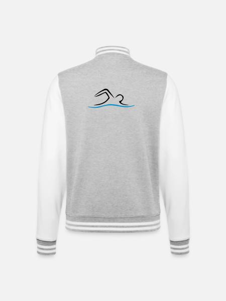 NAGE - Veste Teddy - gris chiné / blanc