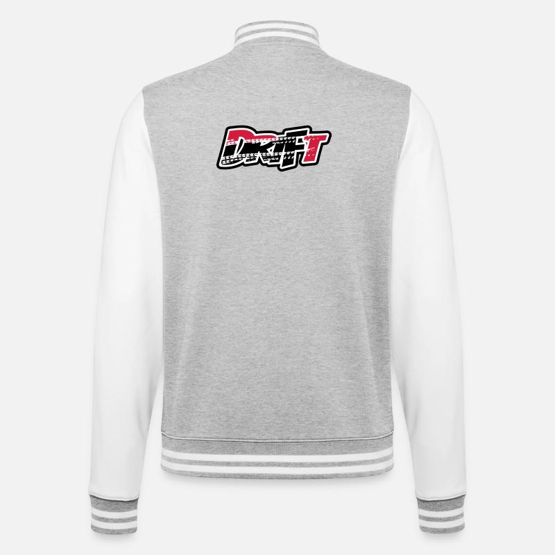 Drift Motorsport - College-Sweatjacke - Grau meliert/Weiß