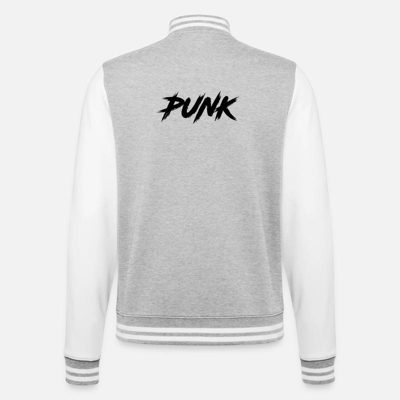PUNK - College Sweat Jacket - heather grey/white