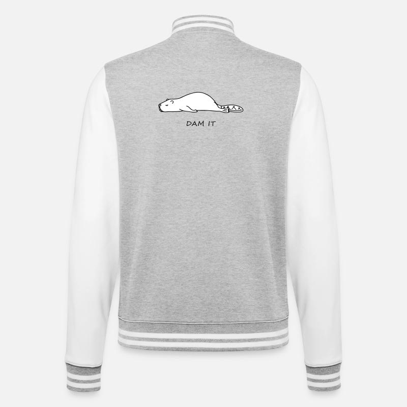 Lustiger Biber - College-Sweatjacke - Grau meliert/Weiß