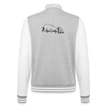Fußball Header Ziel Herzfrequenz Cardio Vektor - College-Sweatjacke - Grau meliert/Weiß - Hinten - Marisol (170cm)