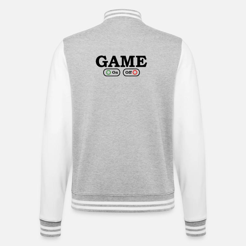 Spielmodus: Ein/Aus - College-Sweatjacke - Grau meliert/Weiß