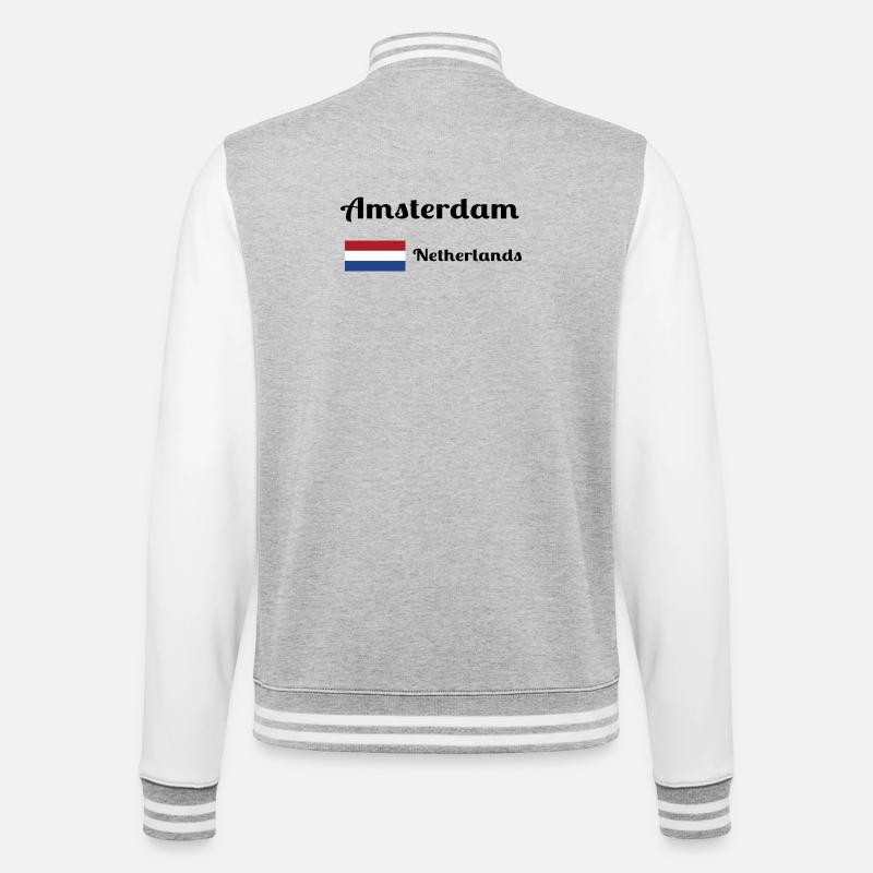 Amsterdam, Pays-Bas - Imprimés élégants - Veste Teddy - gris chiné / blanc