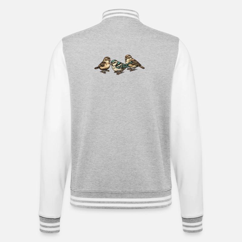 Trois petits oiseaux - Veste Teddy - gris chiné / blanc