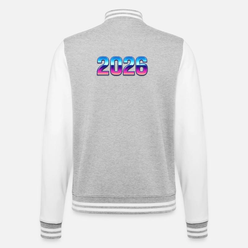 Neon 2026 Gradient Design - College Sweat Jacket - heather grey/white