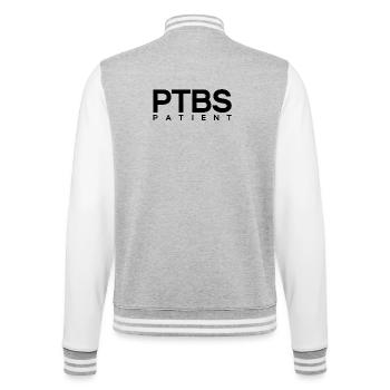 PTBS Patient Posttraumatische Belastungsstörung - College-Sweatjacke - Grau meliert/Weiß - Hinten - Marisol (170cm)