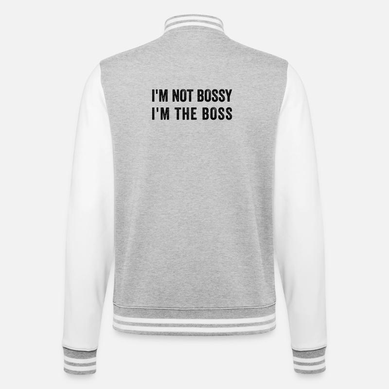 ICH BIN NICHT HERRISCH IM BOS-S - College-Sweatjacke - Grau meliert/Weiß