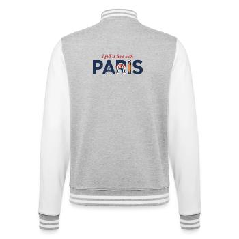 Paris Love – Eiffel Tower & Baguette Design - College Sweat Jacket - heather grey/white - Back - Marisol (170cm)