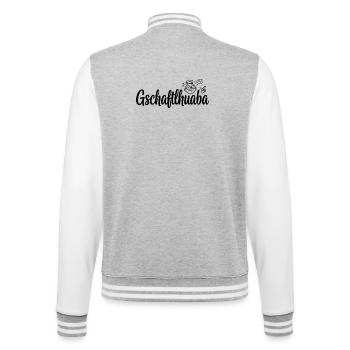 Gschaftlhuaba – Bavarian know-it-all - College Sweat Jacket - heather grey/white - Back - Marisol (170cm)