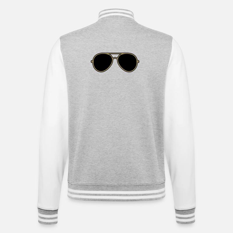 Ikoniske guld- og sorte pilotbriller - College sweatjakke - grå meleret/hvid