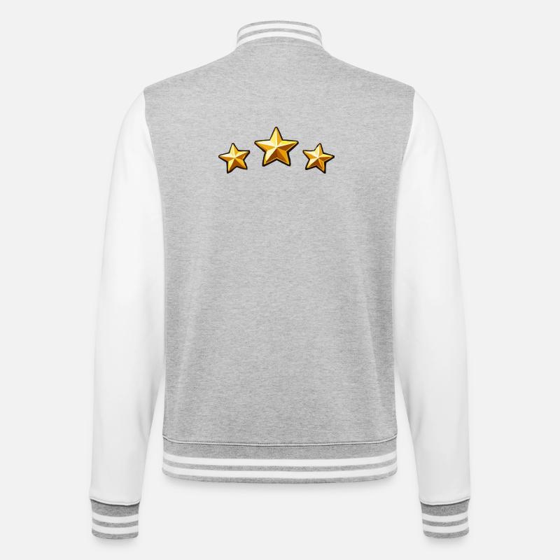 sterne - College-Sweatjacke - Grau meliert/Weiß