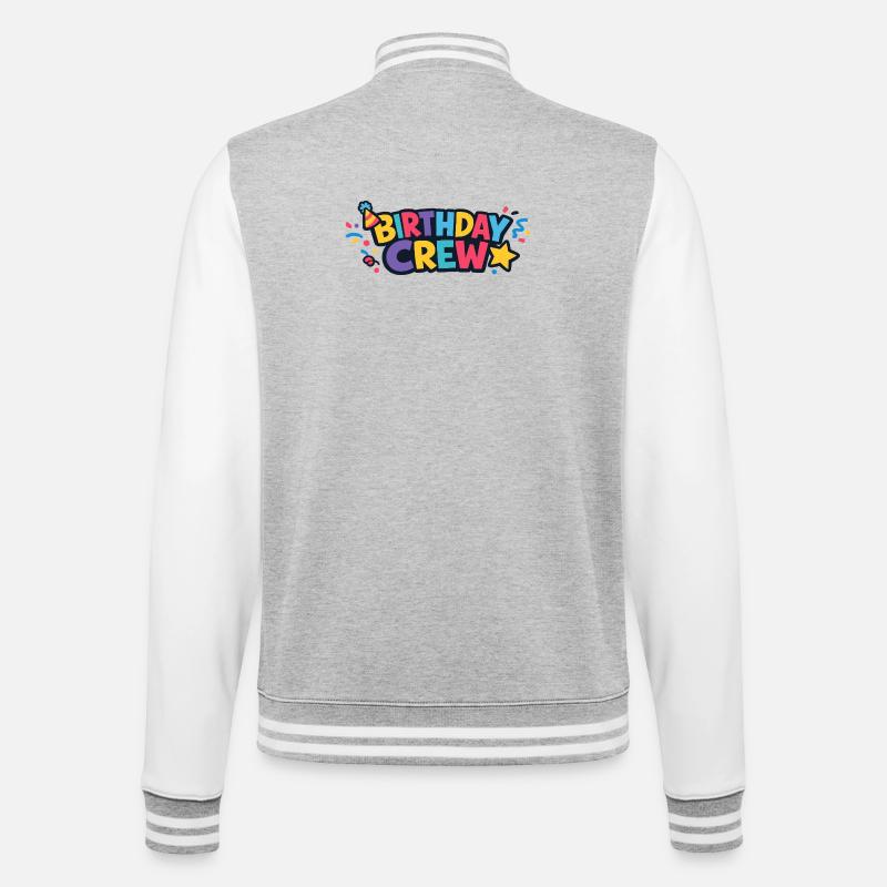 Birthday Crew Farbexplosion - College-Sweatjacke - Grau meliert/Weiß