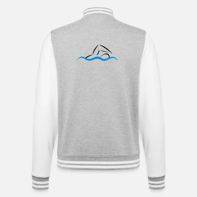schwimmen - College-Sweatjacke - Grau meliert/Weiß