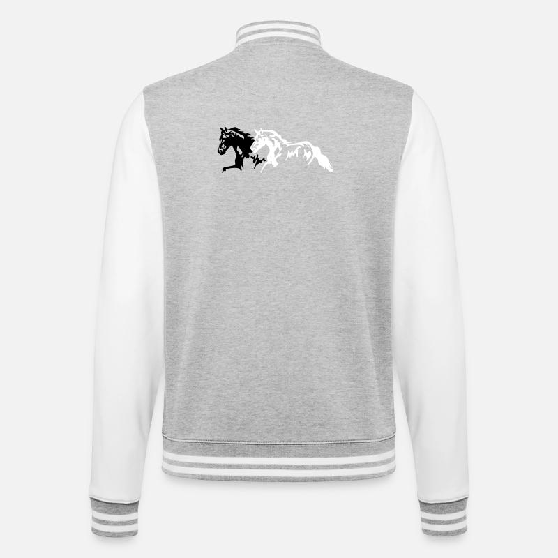 Horses stallion - mare - foal - College Sweat Jacket - heather grey/white