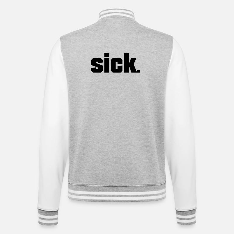 Sick Design - easy - College-Sweatjacke - Grau meliert/Weiß
